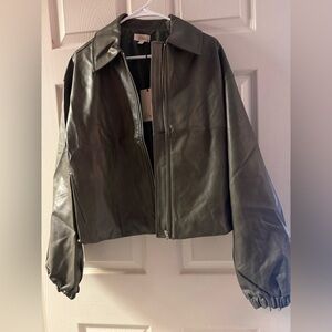 Elan Dark Olive Leather Jacket